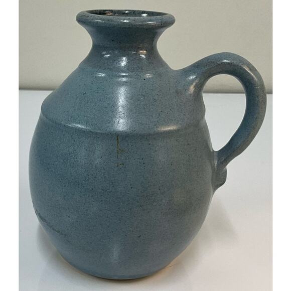Dekrech Orginals Pottery Blue Gray Handled Vase Handcrafted in U.S.A. 3D Design - Picture 4 of 6